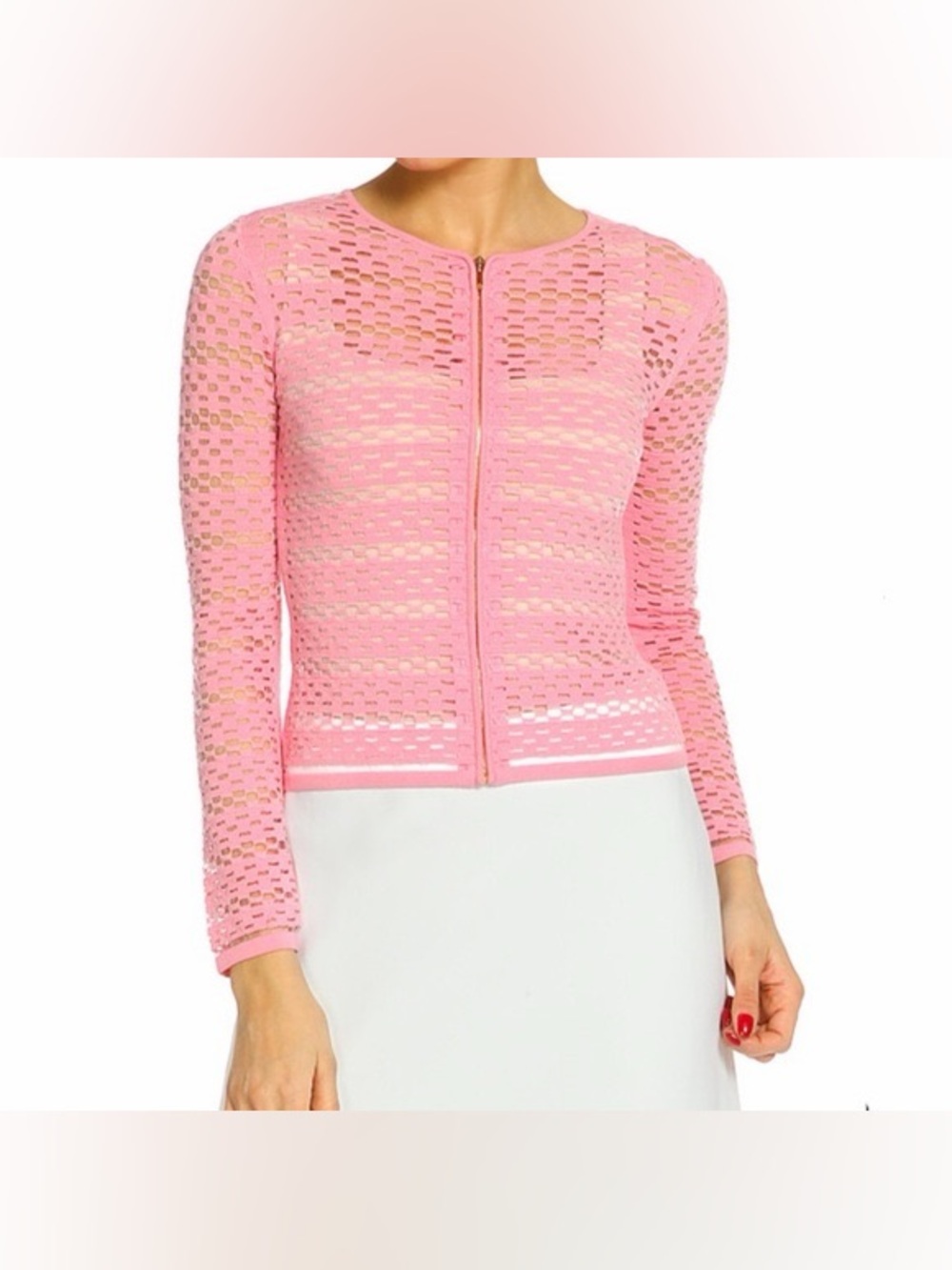 Escada Cherry‎ Blossom Eyelet Jacket Top Size Small